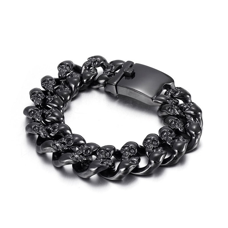 Cool Dobbelt Kranium Titanium Armbånd Til Mænd