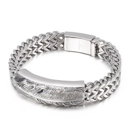 Herremode Hiphop-Armbånd Med Fjer I Titanium