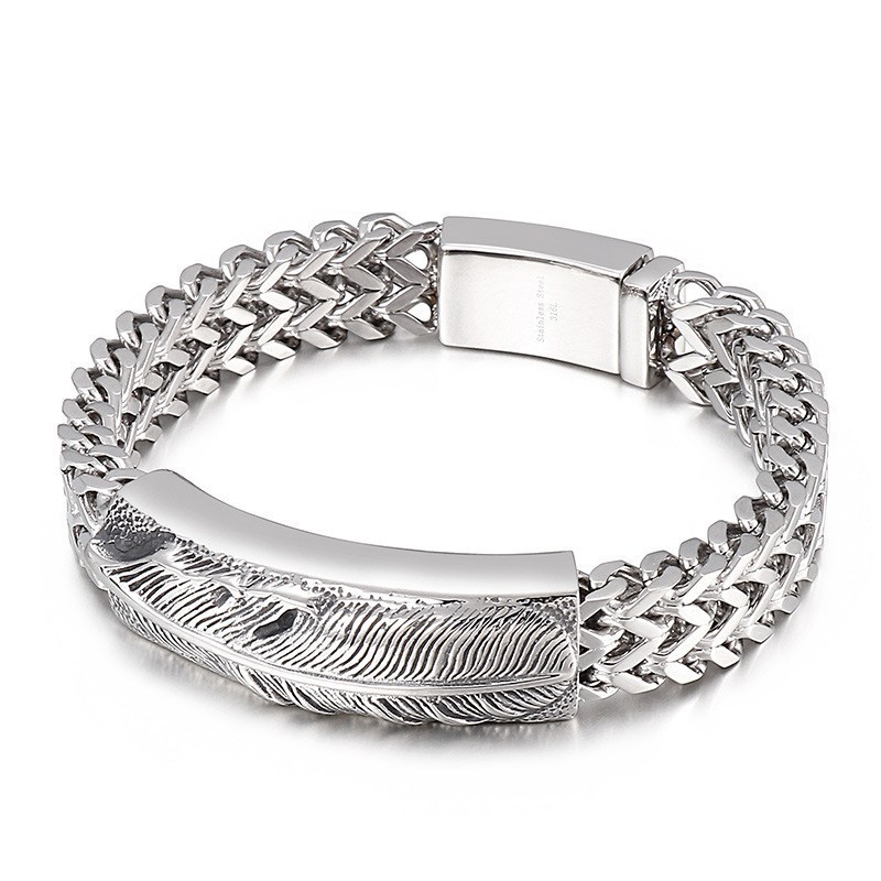 Herremode Hiphop-Armbånd Med Fjer I Titanium