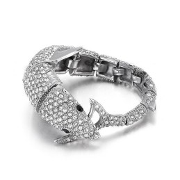 Moderigtig Dolphin Herrearmbånd I Titanium Med Diamanter