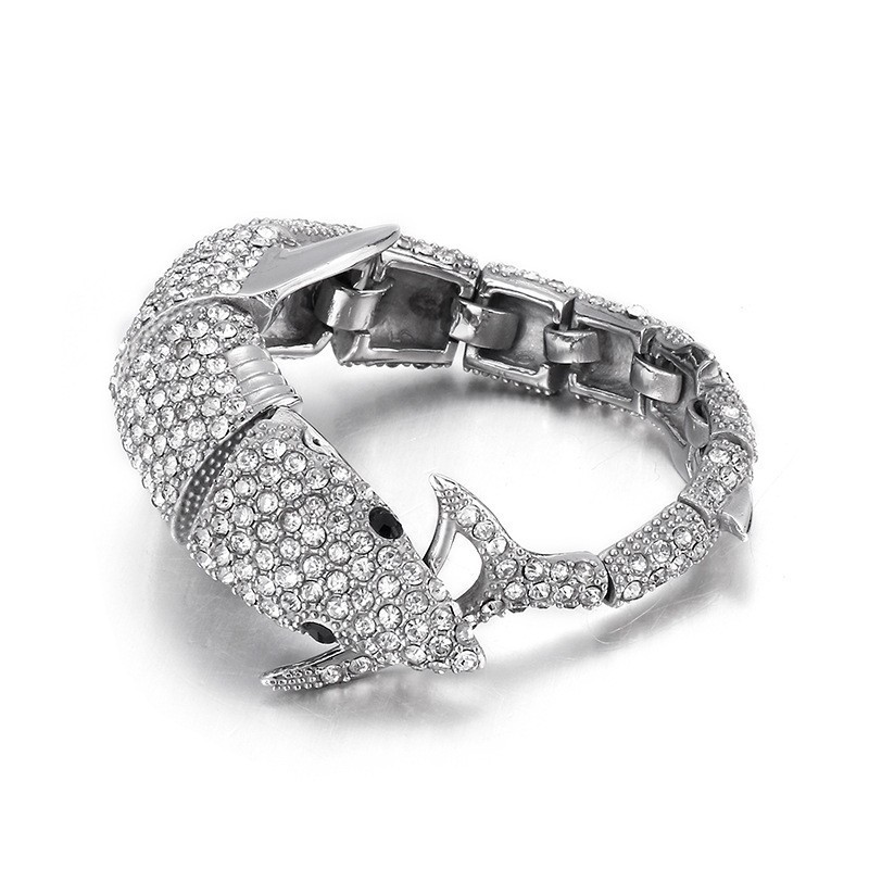 Moderigtig Dolphin Herrearmbånd I Titanium Med Diamanter