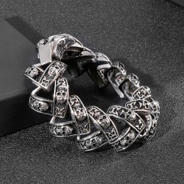 Cool Heavy Skull Stereoskopisk Titanium Armbånd Til Herrer