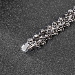 Cool Heavy Skull Stereoskopisk Titanium Armbånd Til Herrer