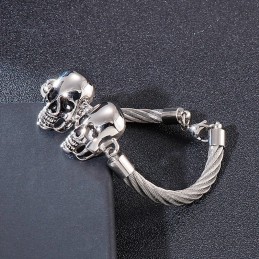 Cool Fashion Dobbelt Kranie Ståltråd Herre Titanium Armbånd