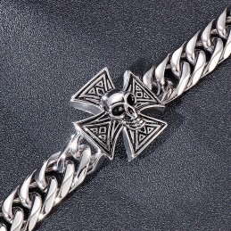 Sejt Armbånd Med Kors Og Kranium Til Mænd