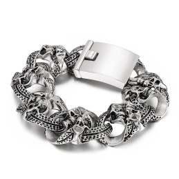 Populært, Cool Skull-Armbånd I Titanium Til Mænd