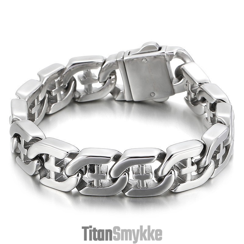 Cross Hollow Chic Style Titanium Armbånd Til Mænd