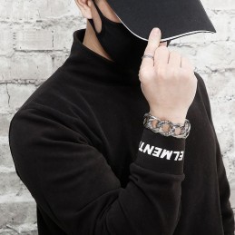 Street Style Cool Herrearmbånd Med Slangemotiv I Titanium