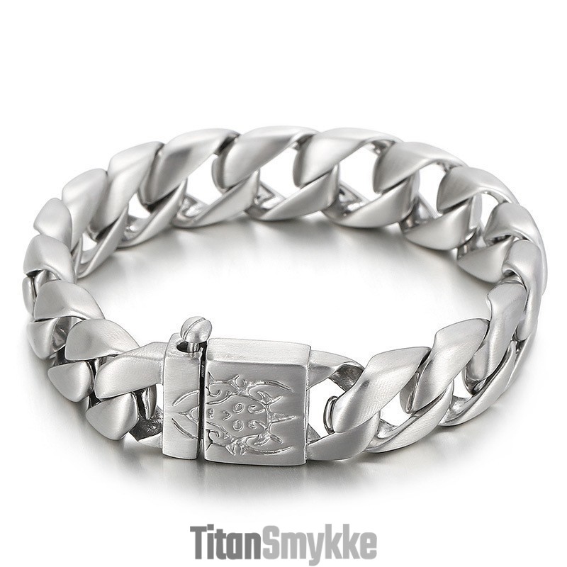 Moderigtige Hiphop-Armbånd I Titanium Og Stål Til Mænd