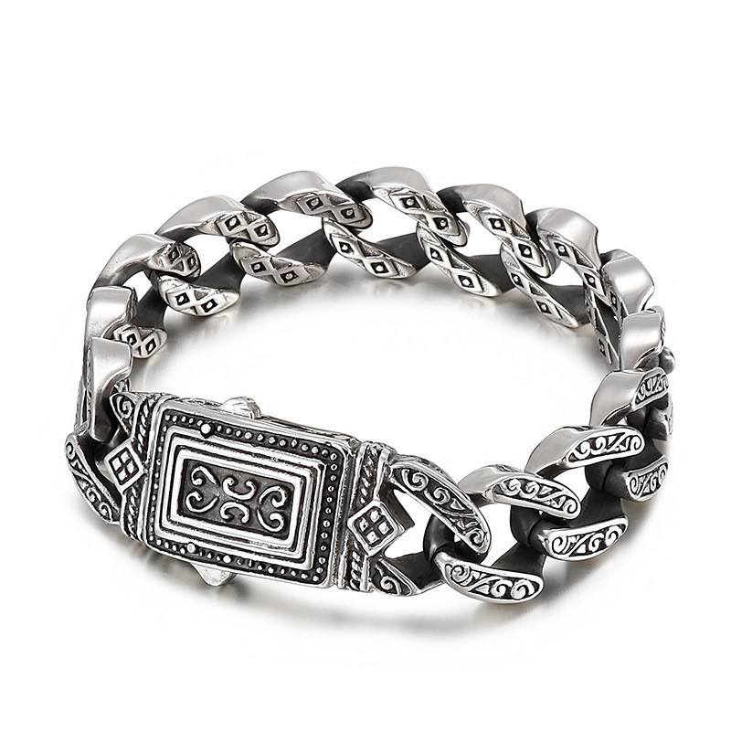 Chic Style Herrearmbånd Med Casting Charm I Titanium Chic Style Herrearmbånd Med Casting Charm I Titanium