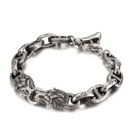 Mode Titanium Dagordkæde Løvehoved Herrearmbånd Scenetilbehør