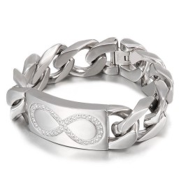 Chic Style 8 Words With Diamonds Herre Titanium Armbånd