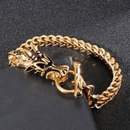 Fashion Street Dragon Head Titanium Armbånd