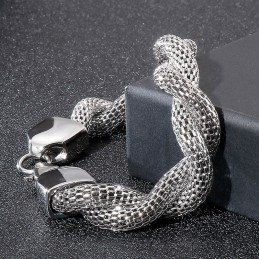 Herrearmbånd Med Titaniumkæde Og Slangeben