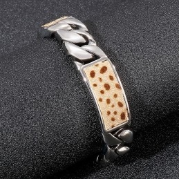 Tide Herremode Håndsmykker Blomsterleopardprint Knap Titanium Armbånd