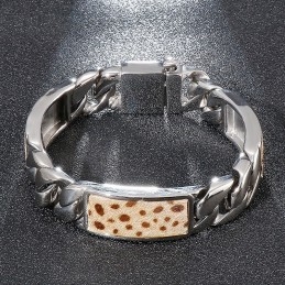 Tide Herremode Håndsmykker Blomsterleopardprint Knap Titanium Armbånd