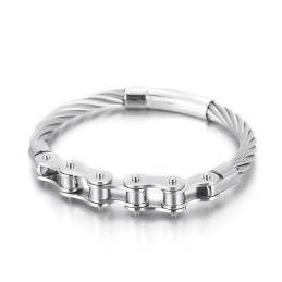 Chic Style Titanium Mænd Og Kvinder Biker Chain Splicing Armbånd