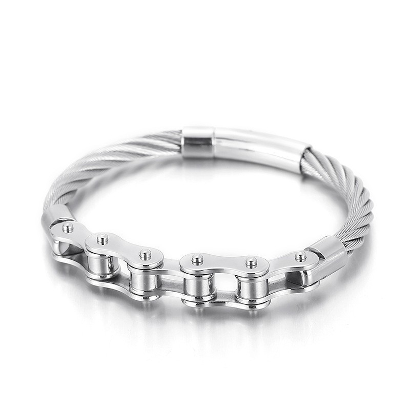Chic Style Titanium Mænd Og Kvinder Biker Chain Splicing Armbånd