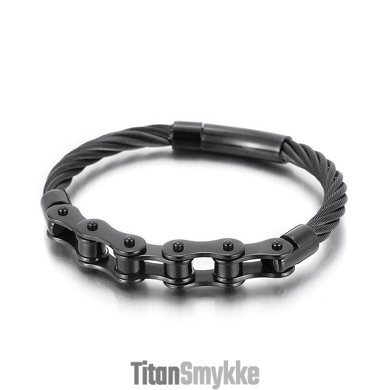 Chic Style Titanium Mænd Og Kvinder Biker Chain Splicing Armbånd