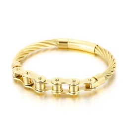 Chic Style Titanium Mænd Og Kvinder Biker Chain Splicing Armbånd