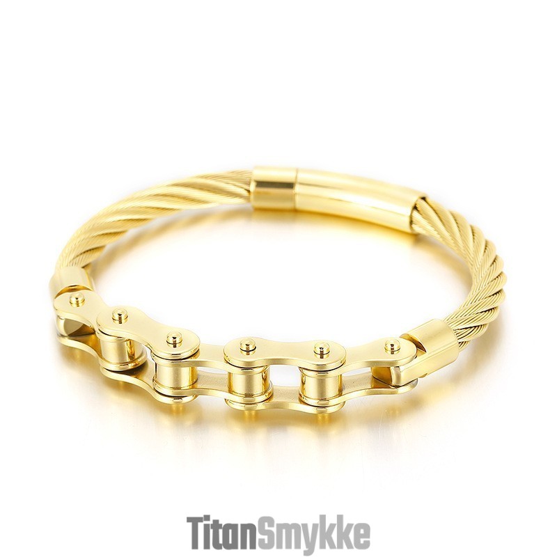 Chic Style Titanium Mænd Og Kvinder Biker Chain Splicing Armbånd