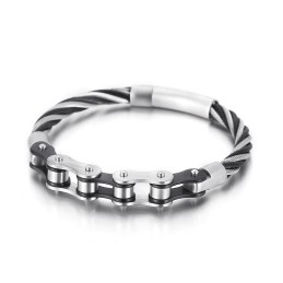 Chic Style Titanium Mænd Og Kvinder Biker Chain Splicing Armbånd