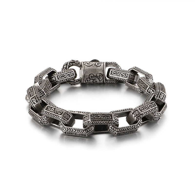 New Chic Herrearmbånd Med Mønster I Titanium Og Tidevand