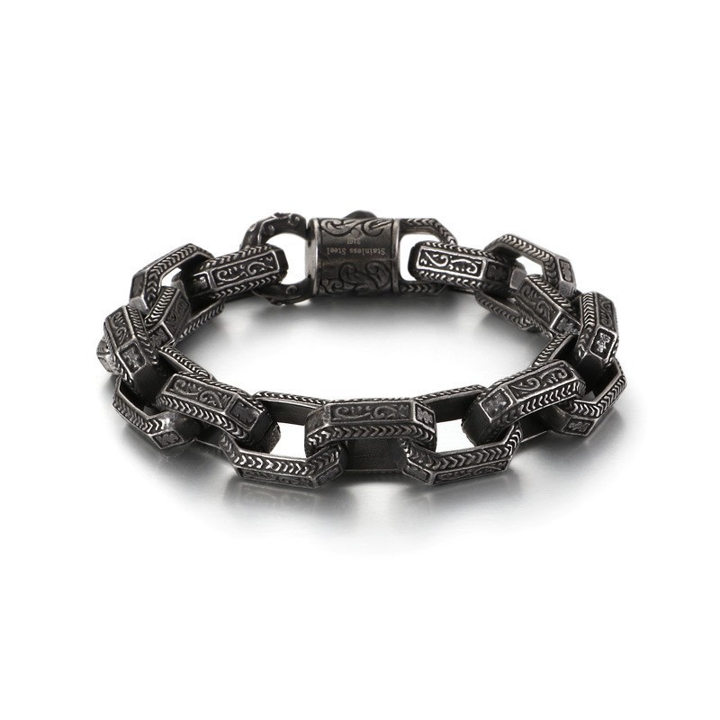 New Chic Herrearmbånd Med Mønster I Titanium Og Tidevand