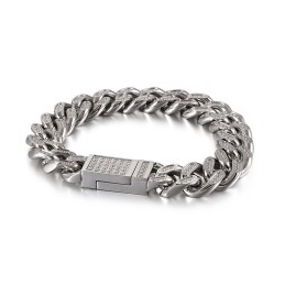 Titanium Herre Hiphop Armbånd Med Diamanter