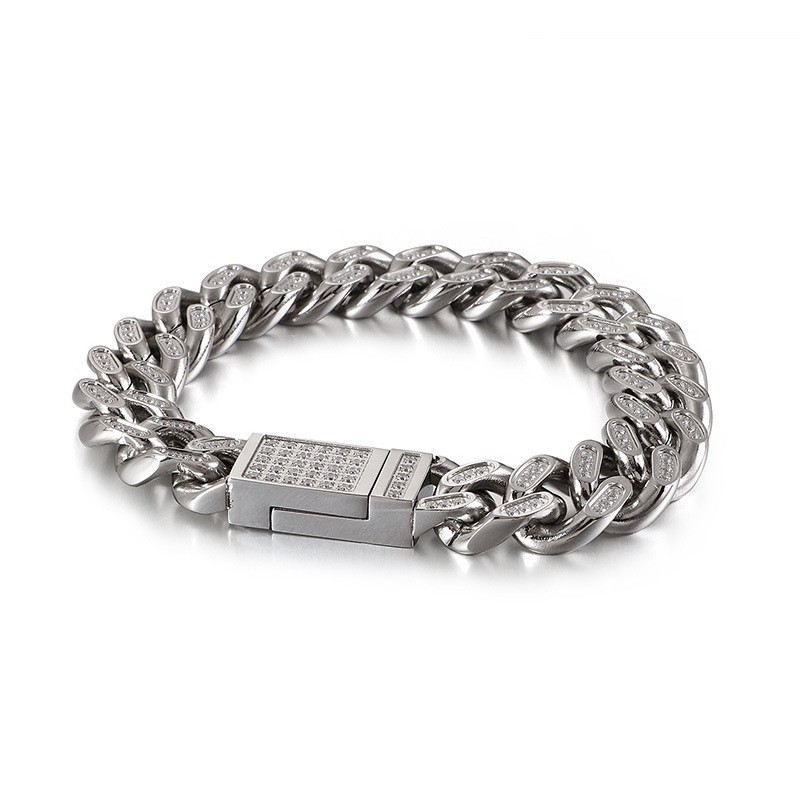 Titanium Herre Hiphop Armbånd Med Diamanter