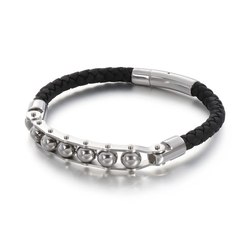 Moderigtige Runde Perler Flettede Læderarmbånd Til Mænd Moderigtige Runde Perler Flettede Læderarmbånd Til Mænd