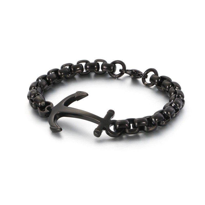 Moderigtigt Bådanker Sort Titanium Armbånd