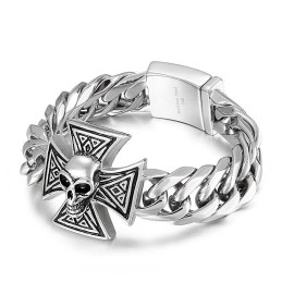 Sejt Armbånd Med Kors Og Kranium Til Mænd