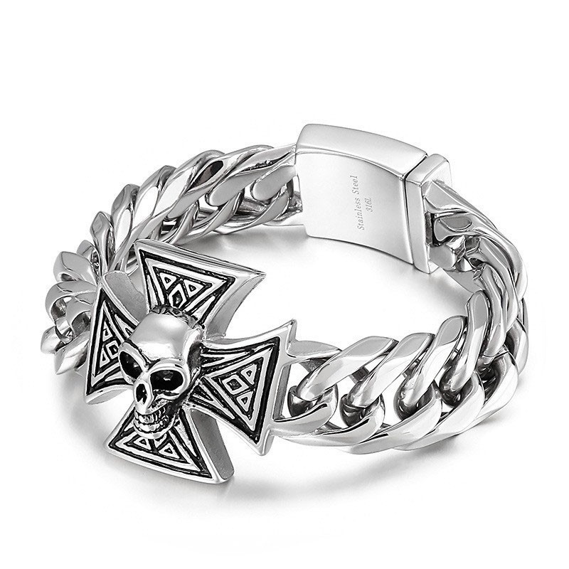 Sejt Armbånd Med Kors Og Kranium Til Mænd Sejt Armbånd Med Kors Og Kranium Til Mænd