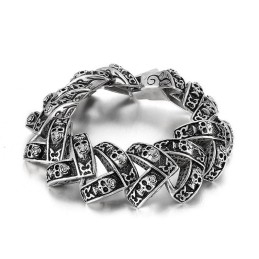 Cool Heavy Skull Stereoskopisk Titanium Armbånd Til Herrer