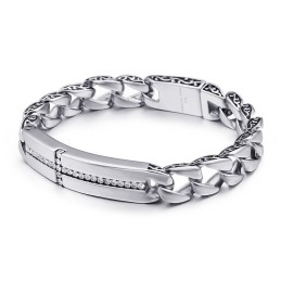 Titanium Kors Med Diamanter Armbånd Til Mænd Titanium Vintage Smykker