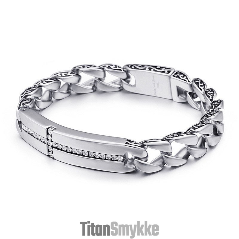 Titanium Kors Med Diamanter Armbånd Til Mænd Titanium Vintage Smykker