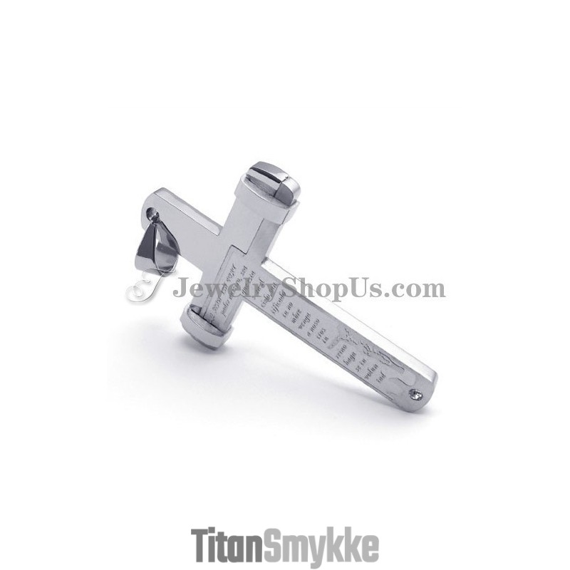 Elegant Titanium Korsvedhæng Med Rhinsten