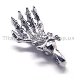 Vedhæng I Ren Titanium Med Håndbendesign - Fri Kæde