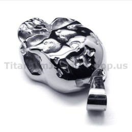 Vedhæng I Ren Titanium Med Kraniedesign - Gratis Kæde