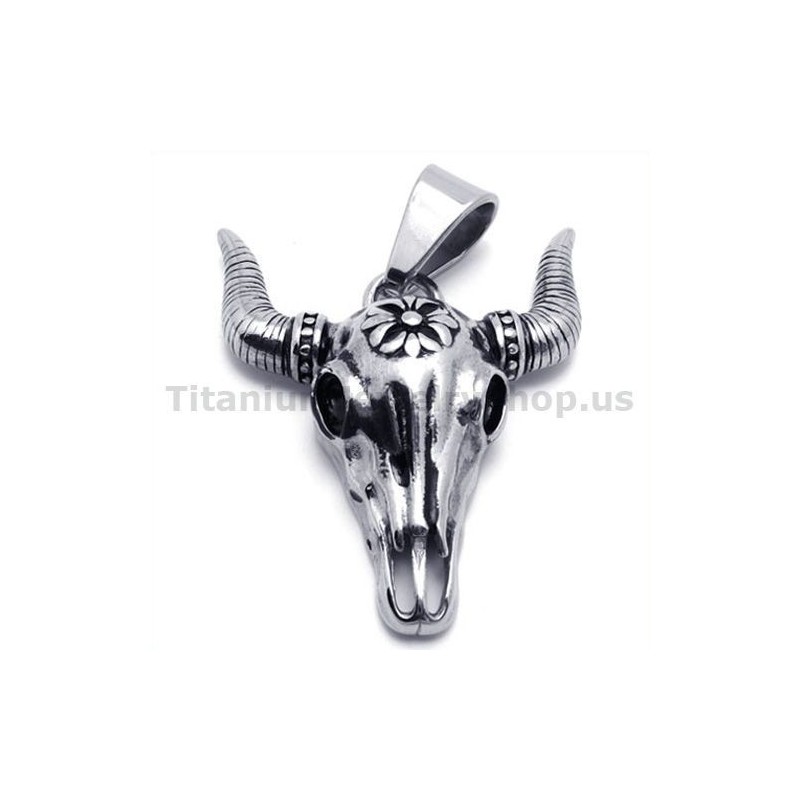 Vintage Indfødt Amerikansk Titanium Bøffelkranievedhæng - Gratis Kæde Vintage Indfødt Amerikansk Titanium Bøffelkranievedhæng - Gratis Kæde