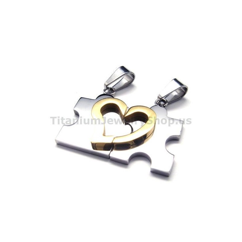 Kærestepuslespil Titanium Lovers Vedhæng (Sølv) - Gratis Kæder