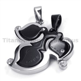 Maple Leaf Titanium Lovers Vedhæng Med Diamantfri Kæder