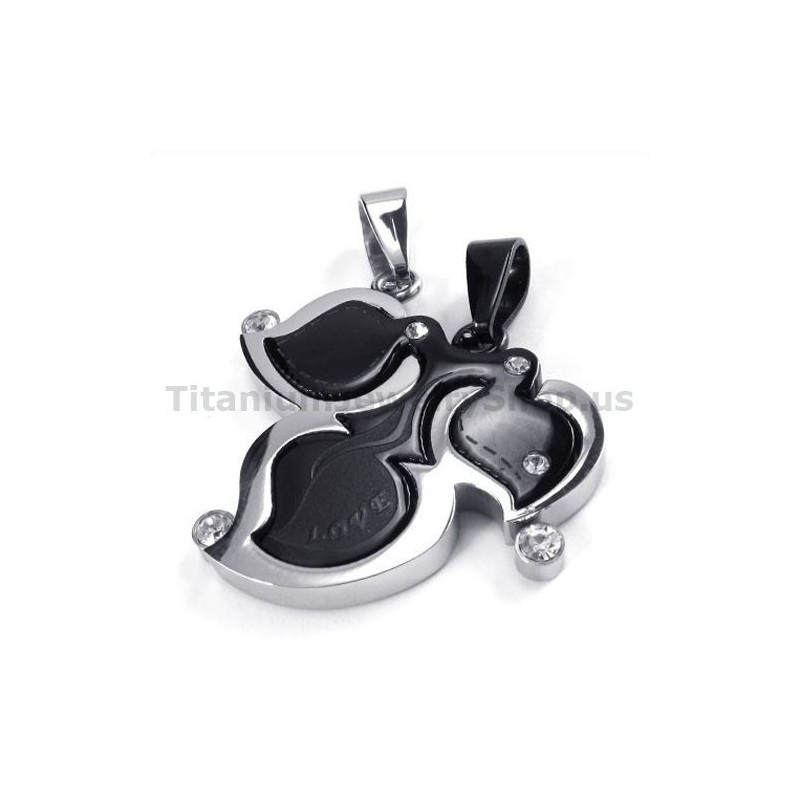 Maple Leaf Titanium Lovers Vedhæng Med Diamantfri Kæder