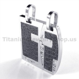 Kærlighed Sorte Titanium Lovers Vedhæng Med Diamantfri Kæder