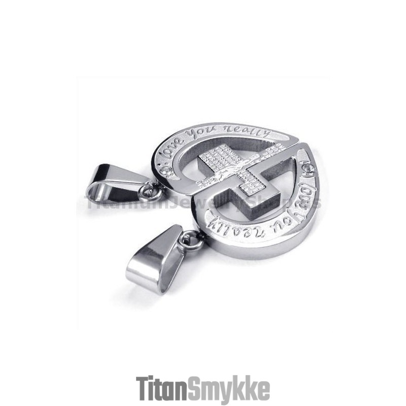 Elsker Dig Virkelig Titanium Lovers Vedhæng Med Diamantfri Kæder