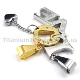 Love Titanium Lovers Gyldne Vedhæng Med Diamantfri Kæder