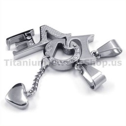 Kærlighed Titanium Lovers Vedhæng Med Diamantfri Kæder