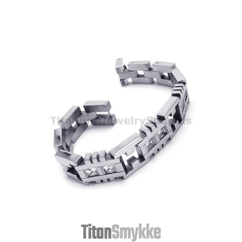 Herrearmbånd I Titanium Med Diamanter