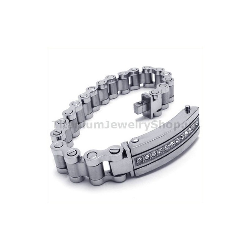 Herrearmbånd I Titanium Med Diamanter